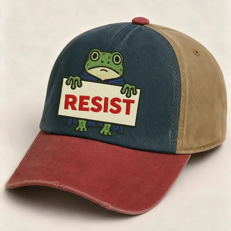 Resist Frog Printed Hat, Non-Violent Inflatable Frog Classic Hat, Trendy Men's Hats