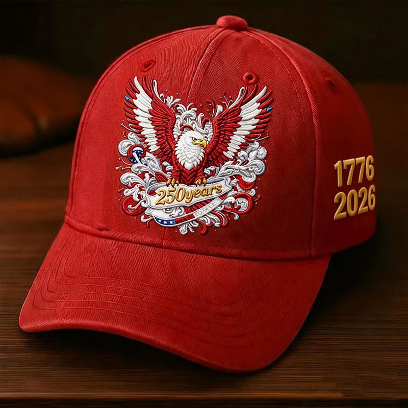 Unisex Casual Print American Birthday Patriotic Red Hat, United States Of America 1776-2026 250th Anniversary Classic Cap