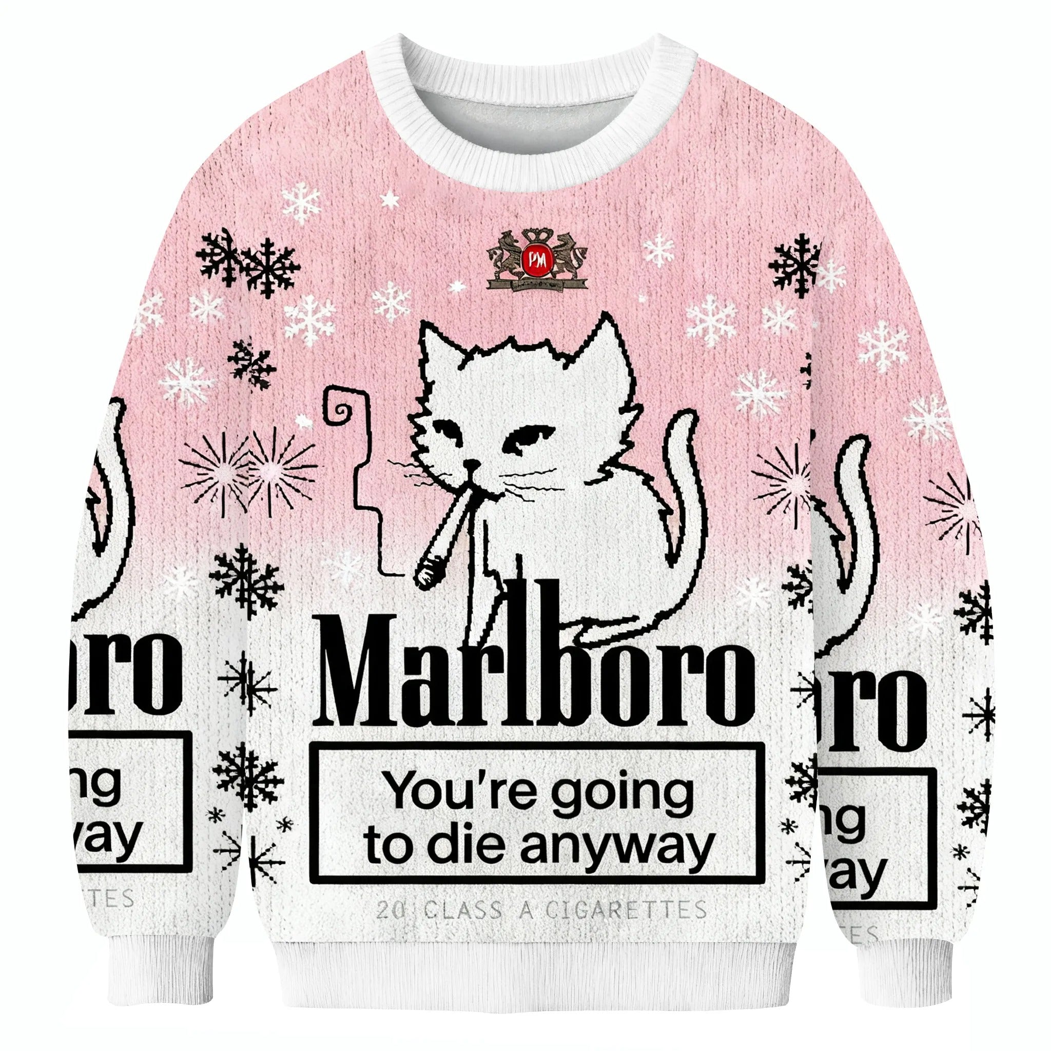 Marlboro You’re Going To Die Anyway Funny Ugly Sweater, Ugly Xmas Sweater, Christmas Ugly Sweatshirt
