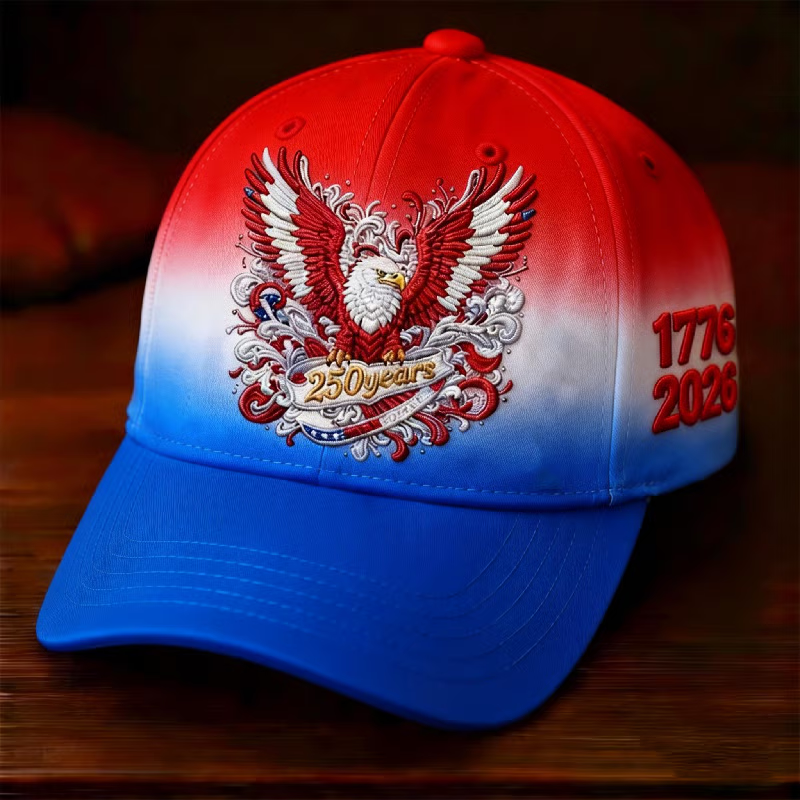 Unisex Casual Print American Birthday Patriotic Blue Red Hat, United States Of America 1776-2026 250th Anniversary Classic Cap
