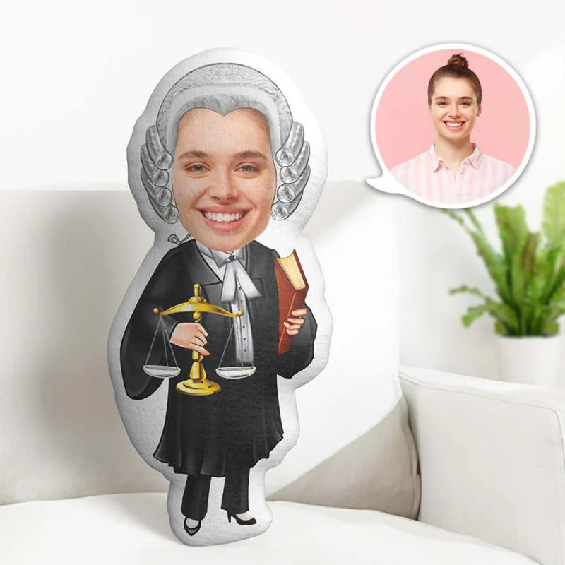 Custom Face Judge Lawyer Mini Me Pillow, Funny Throw Pillow, Body Pillow With Face, Personalized Valentines Gift