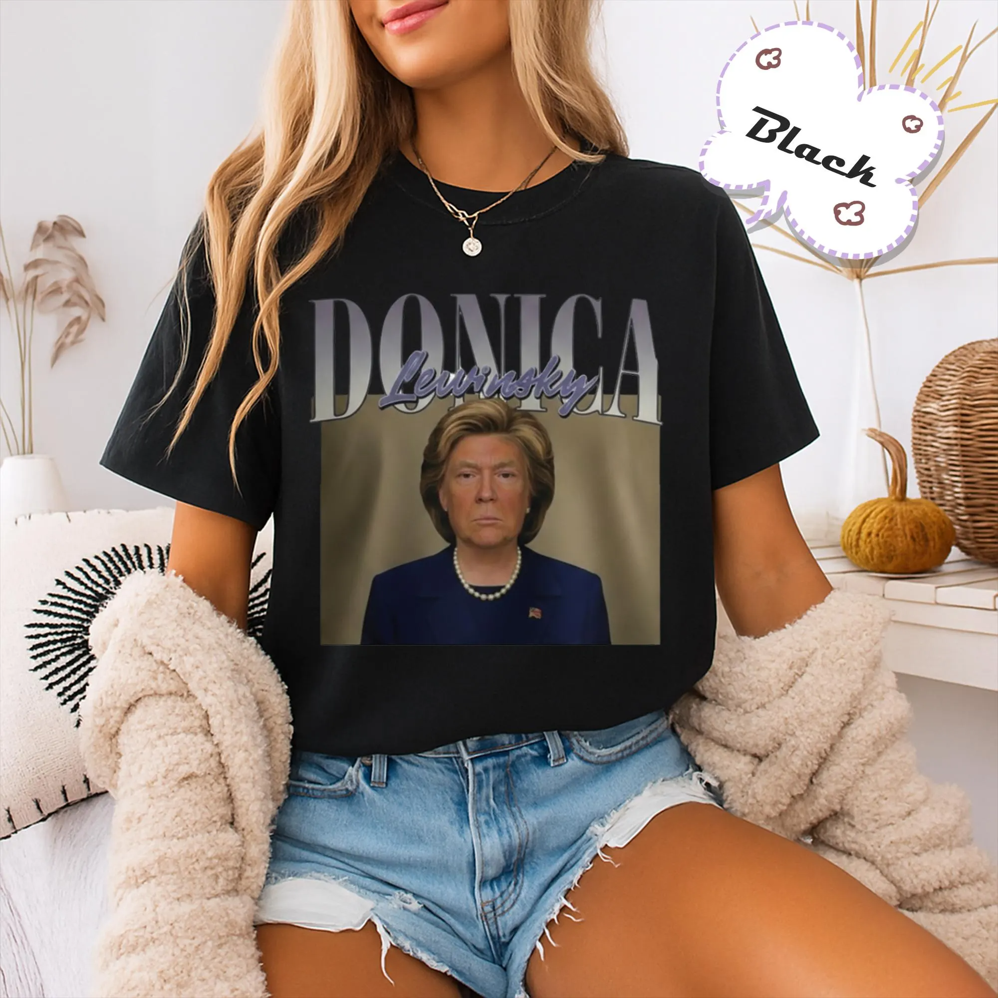 Donica Lewinsky Bubba Gump T-Shirt, Political Humor Big Beautiful Bill Clinton Funny Meme Shirt