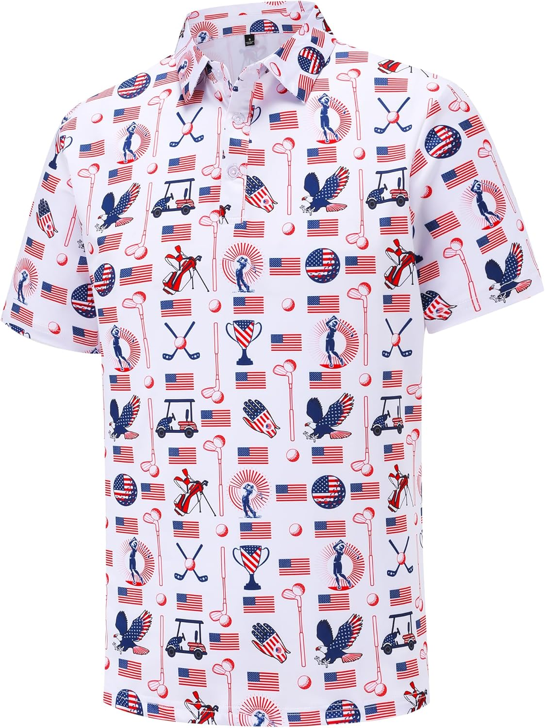 Seamless Symbols Of Architecture Of The USA Golf Polo Shirts, Golf Gift For Men, Golf Shirts For Men