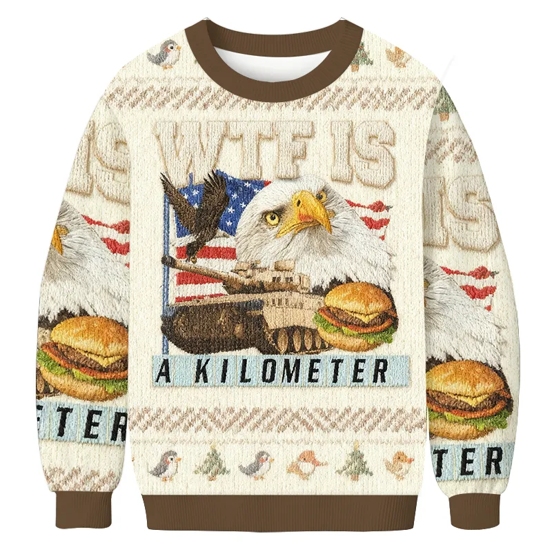 WTF Is A Kilometer Meme American Eagle Ugly Sweater, Funny Ugly Christmas Sweater, Christmas Ugly Sweatshirt