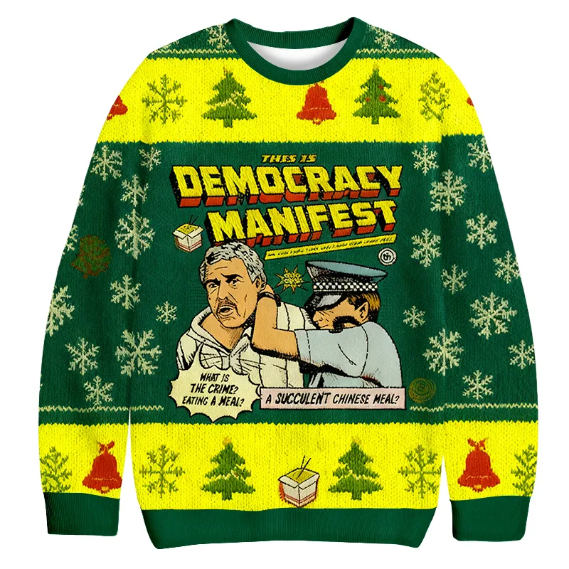This is Democracy Manifest Vintage Green Ugly Sweater, Funny Christmas Ugly Sweatshirt, Xmas Ugly Sweater