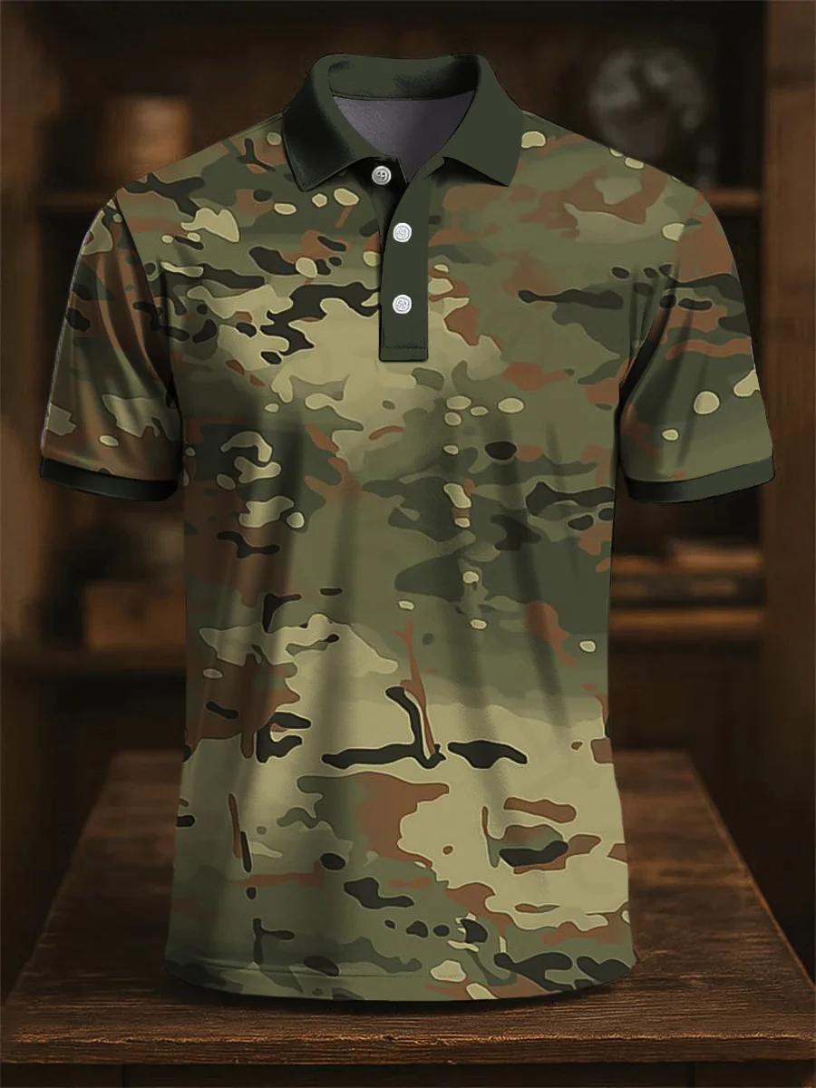 Abstract Camouflage Golf Tops For Men, Polo Shirts For Men, Golf Gift For Men