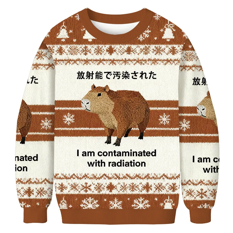 Brown Capybara Contaminated By Radiation Vintage Christmas Sweater, Ugly Xmas Sweater, Christmas Ugly Sweatshirt