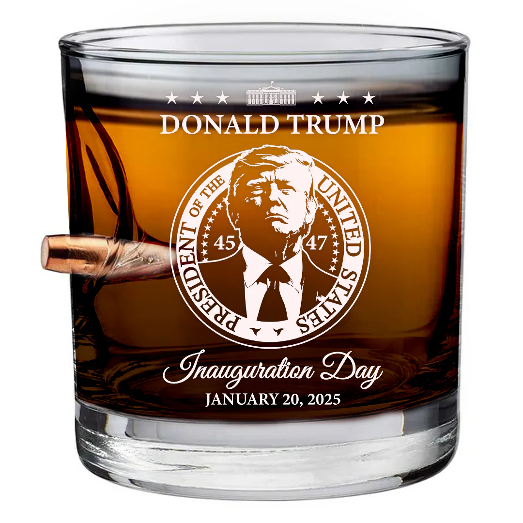 Bulletproof Trump Inauguration Whiskey Glass, Gift For Whiskey Lover Whiskey Glass Set