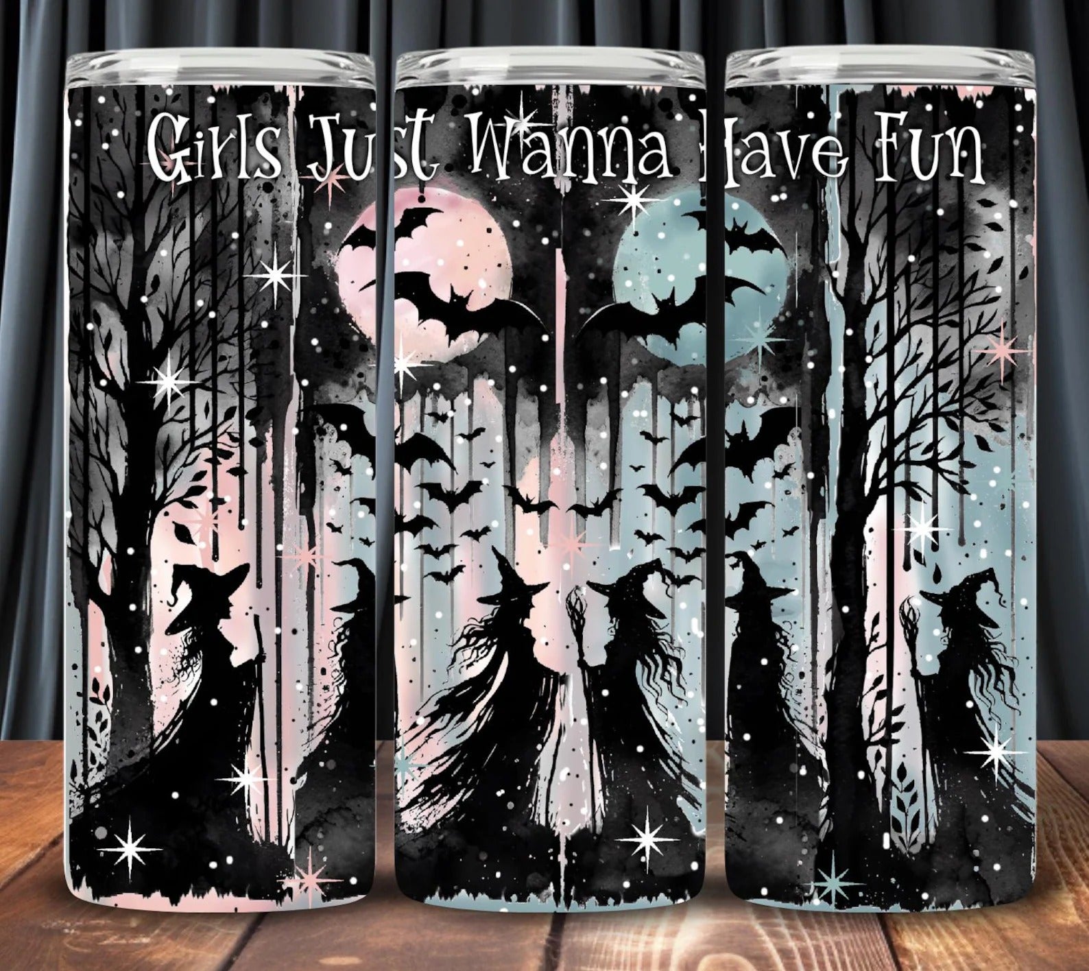 Witch Silhouette 20oz 30oz Tumbler, Girls Just Wanna Have Fun, Halloween Costumes, Halloween Gifts
