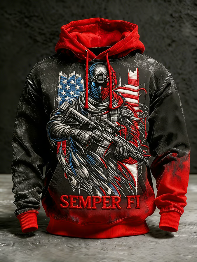 Men's Winter Patriotic 250th Anniversary Hoodie, Black Hooded Jumper 4th Of July Gift
