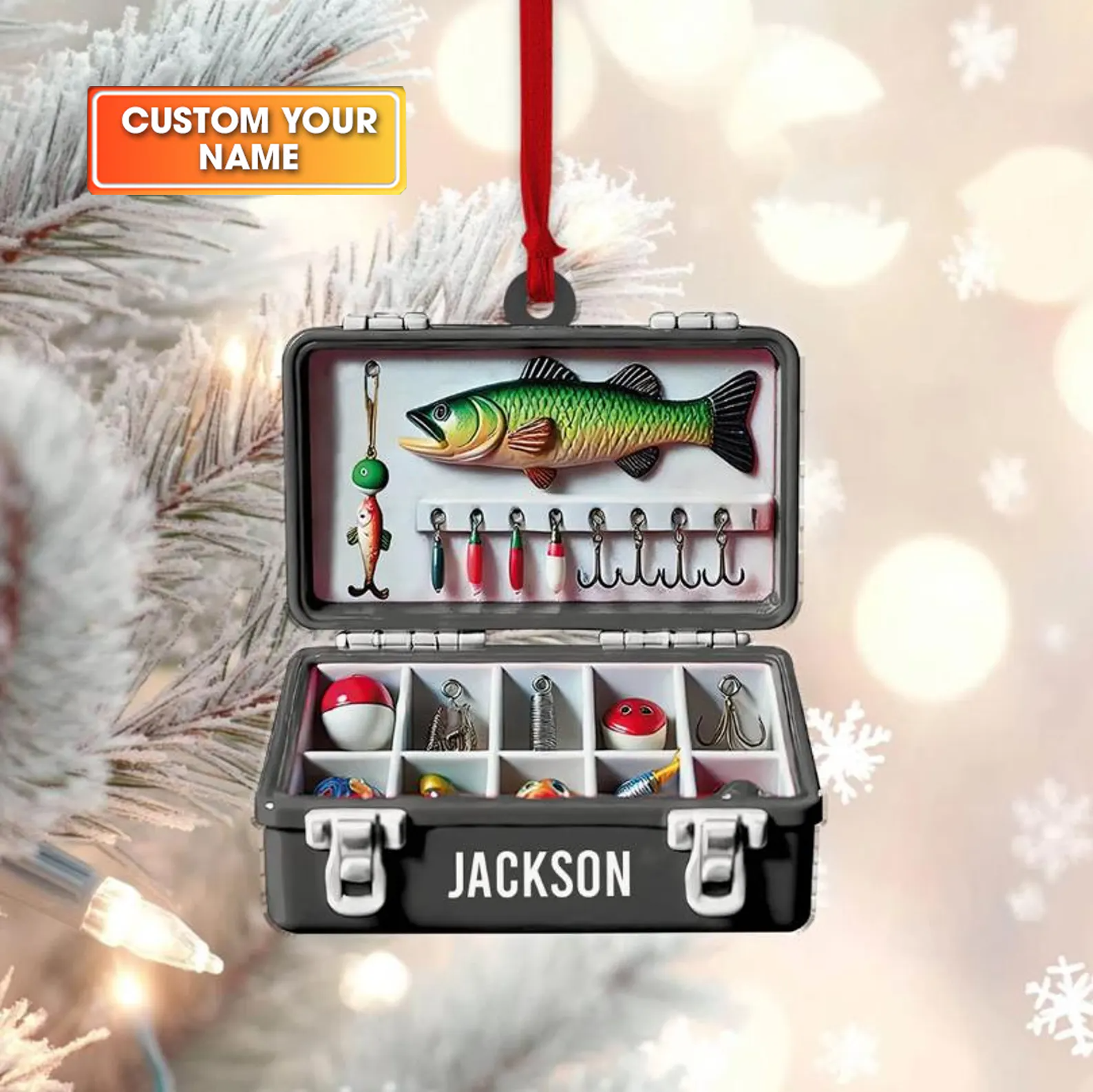 Fishing Tackle Box Acrylic Ornaments, Fisherman Christmas Ornaments, Fishing Christmas Gifts, Fishing Gifts For Men