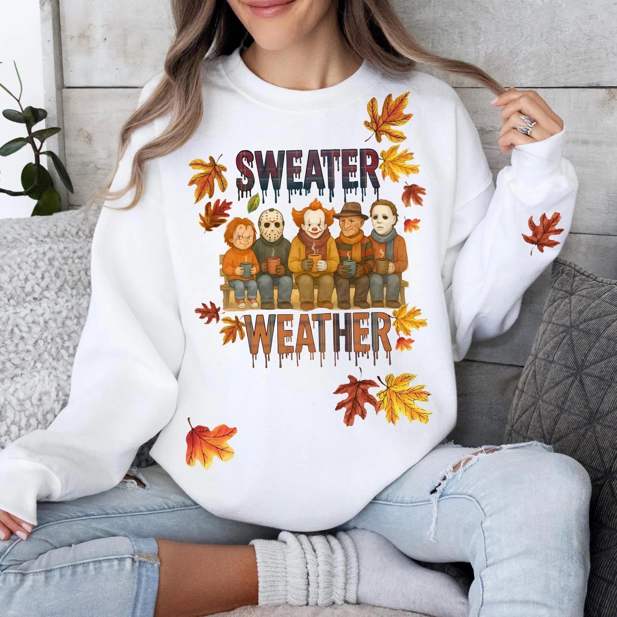 Cozy Horror Movie Halloween Unisex T-Shirt, Funny Sweater Weather Shirt, Halloween Gift