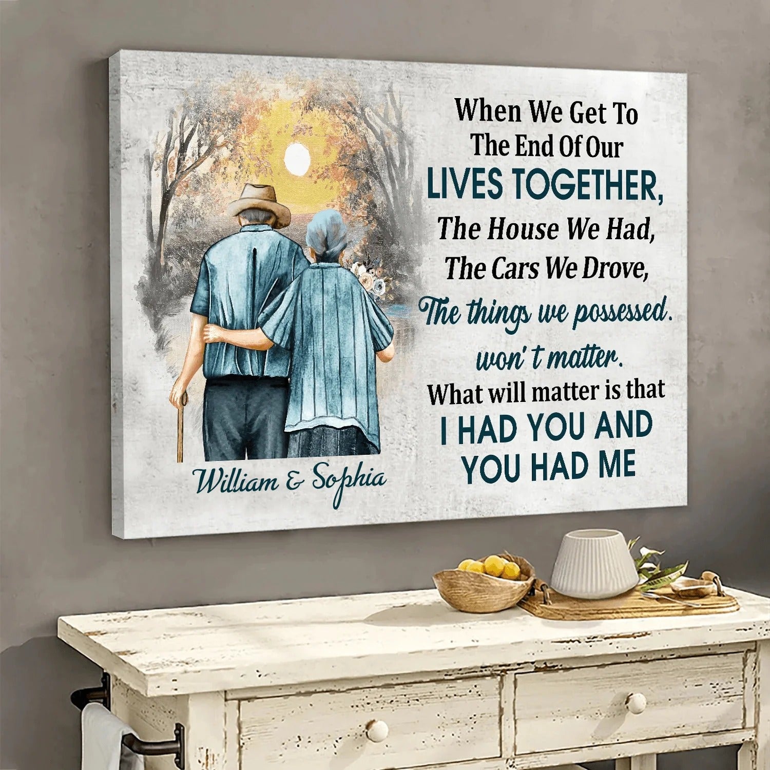 Together To The End - Custom Wall Art, Canvas Wall Art, Wall Decor Ideas, Gift For Grandparent, Couple