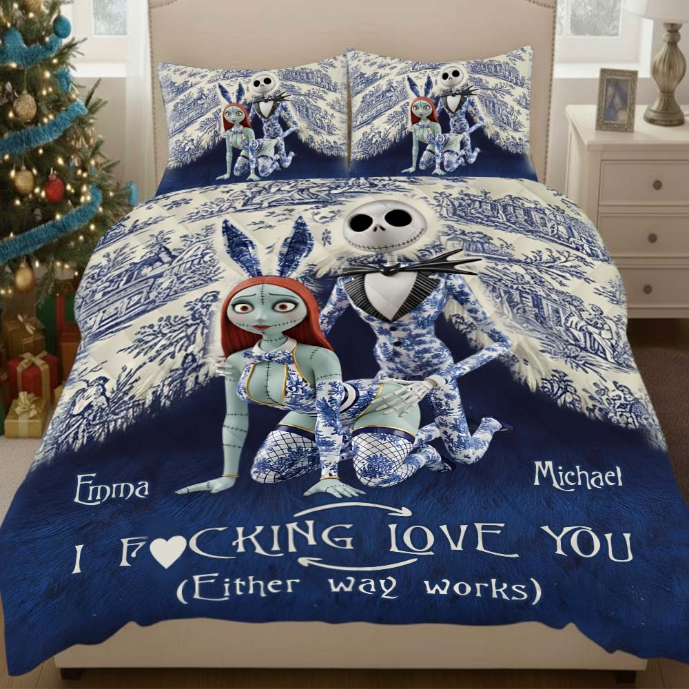 I Fcking Love You Either Way Works Playful Couple Quilt Bed Set, Couple Bedding Set, Couple Valentine Gift
