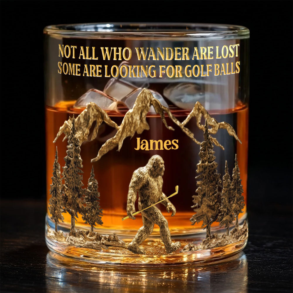 Not All Who Wander Are Lost Quote Custom Whiskey Glasses, Gift For Golf Lover, Custom Rocks Glasses
