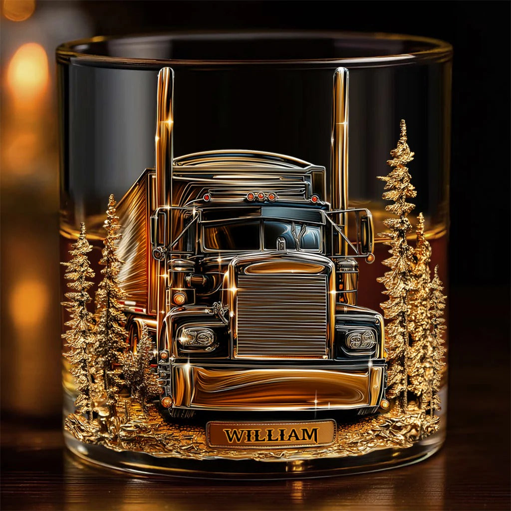 Best Truck Driver - Personalized Trucker Whiskey Glass, Luxury Whiskey Glass, Truck Driver Gift