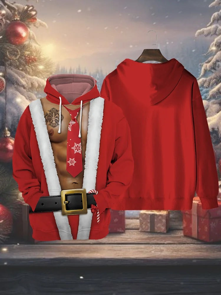 Christmas Pecs Santa Claus Costume Sweatshirt, Ugly Christmas Sweater, Christmas Hoodie