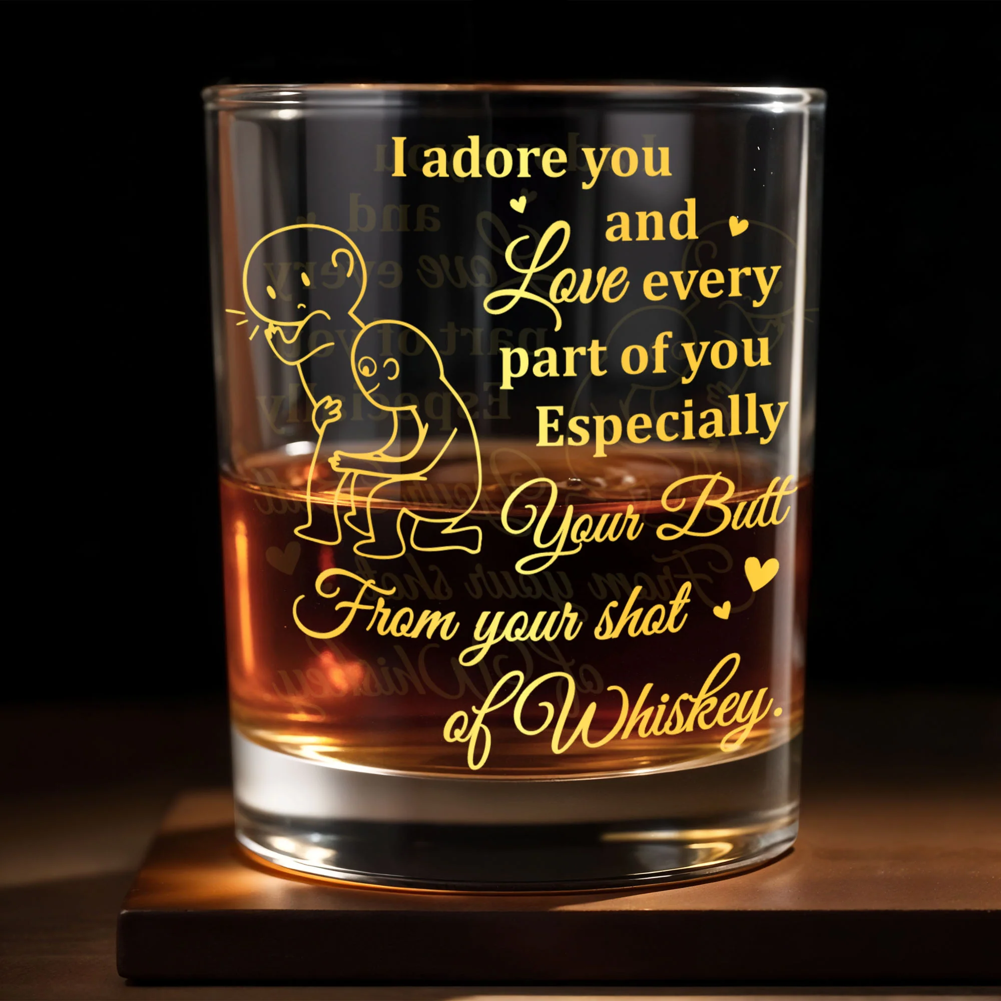 I Adore You and Love Every Part of You Especially Your Butt, Personalized Whiskey Glass, Gift For Spouse
