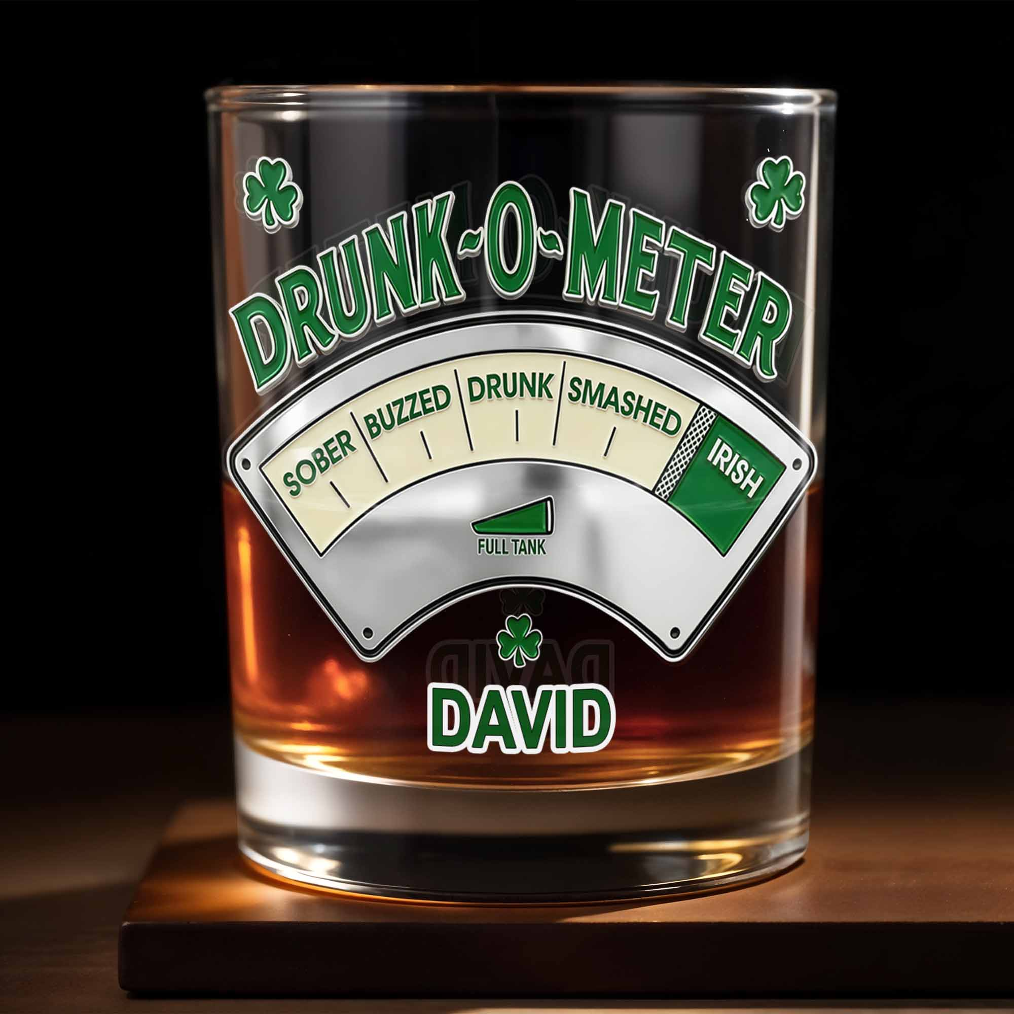 Drunk-O-Meter From Sober To Irish Custom Whiskey Glass, Gift For Party Enthusiasts, Whiskey Enthusiast Gifts