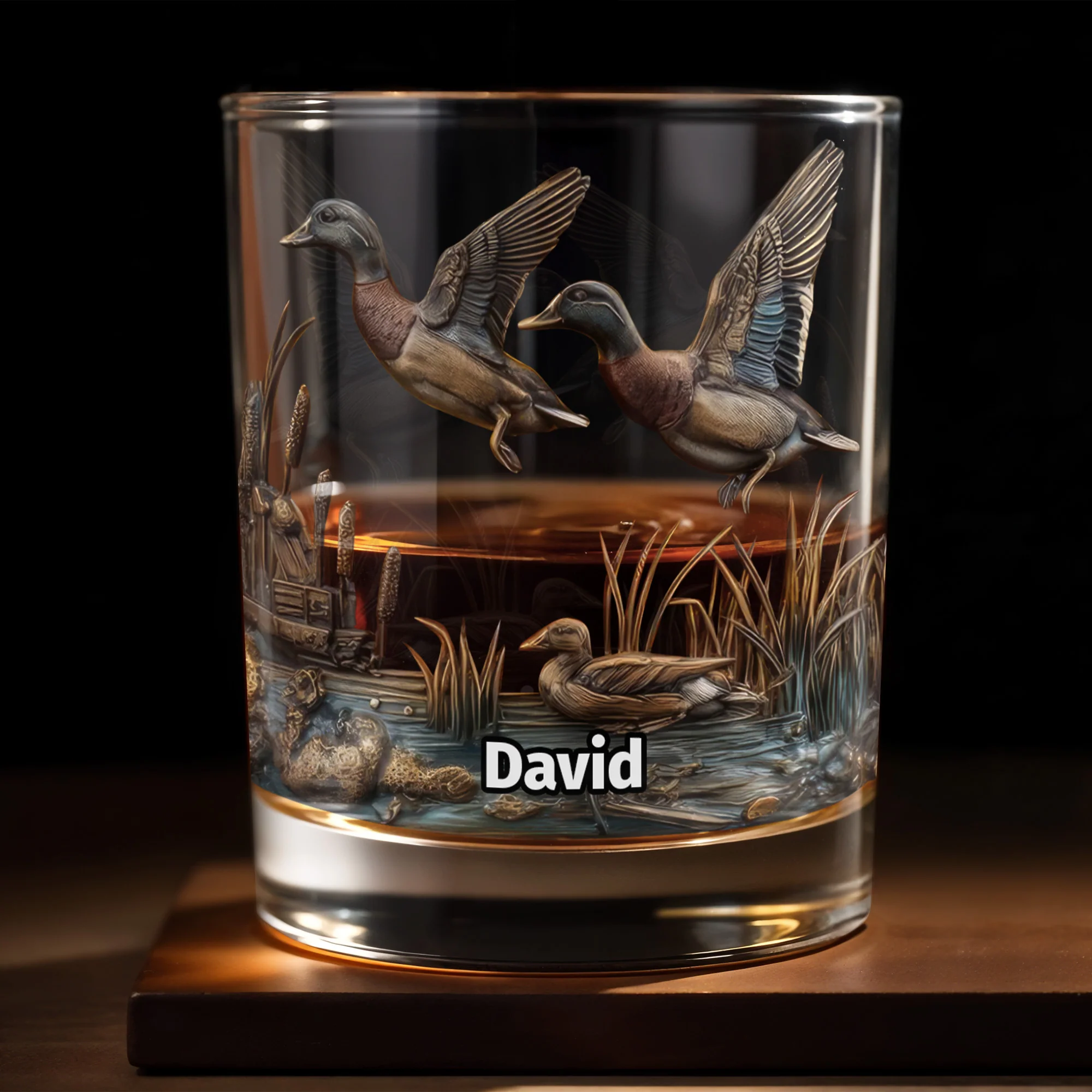 Customize This Beautiful Glass With Ducks And Nature, Personalized Custom Whiskey Glass, Gift For Dad Outdoor Lovers