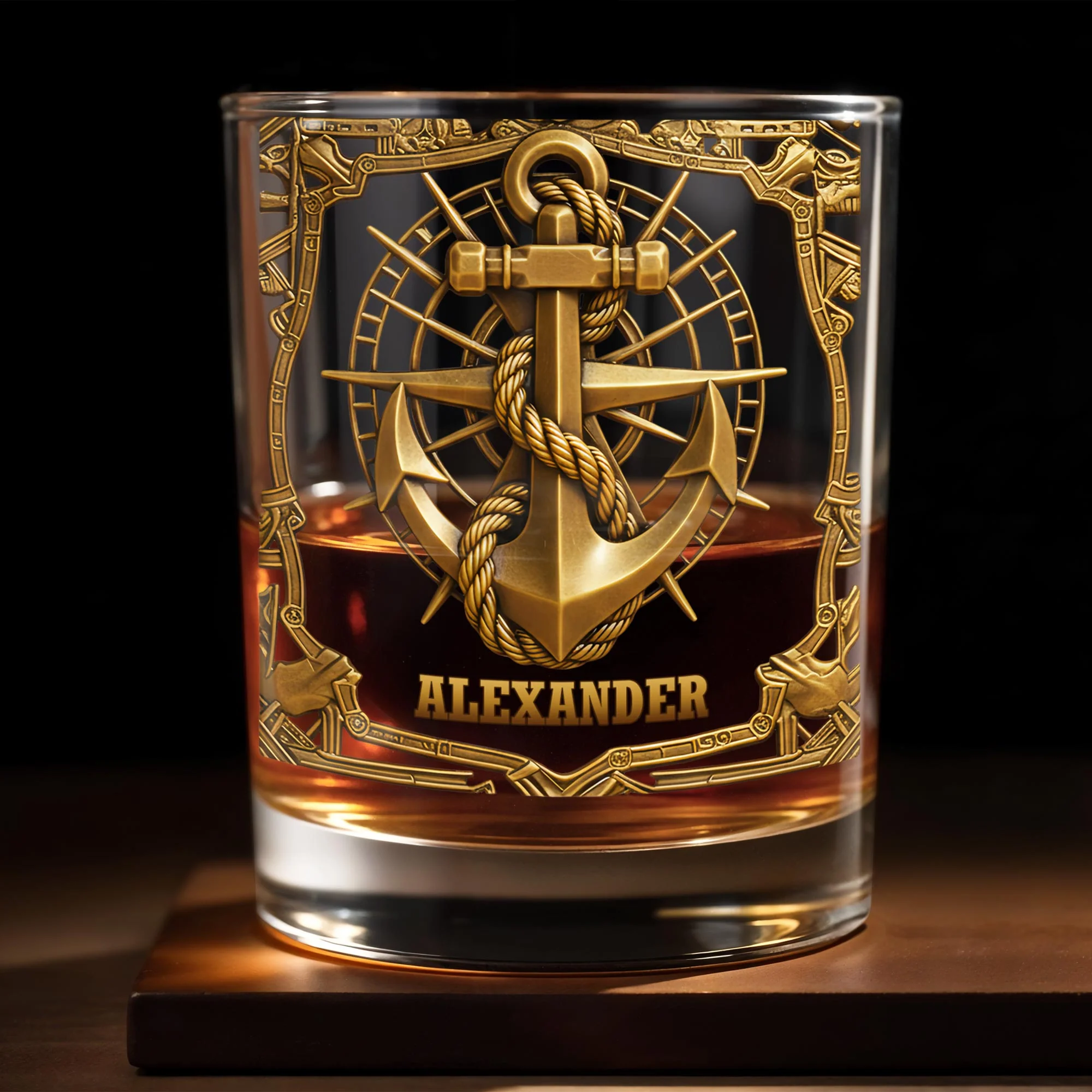 Sail the Seas of Life, Personalized Whiskey Glass, Gift for Sailor Whiskey Enthusiast Gifts