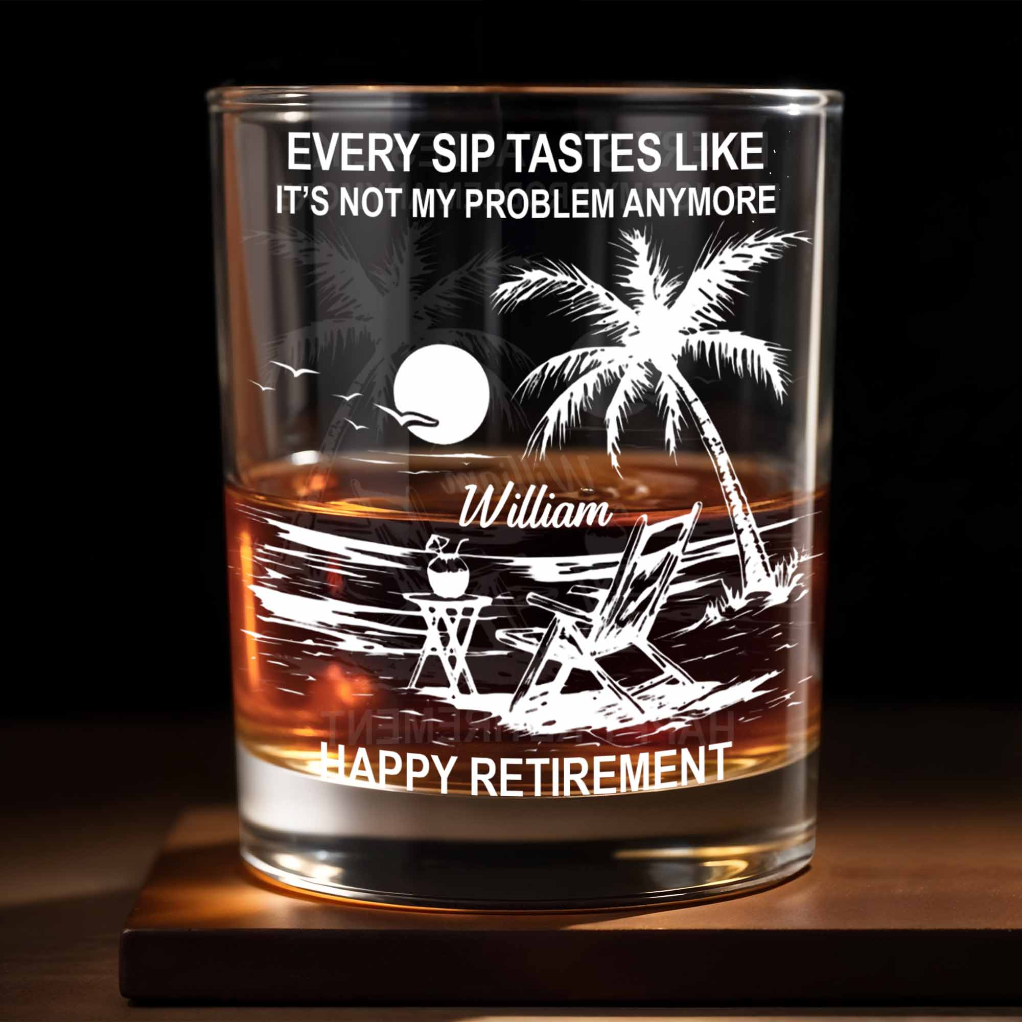Every Sip Tastes Like Happy Retirement, Custom Name Whiskey Glass, Gift For Retirees