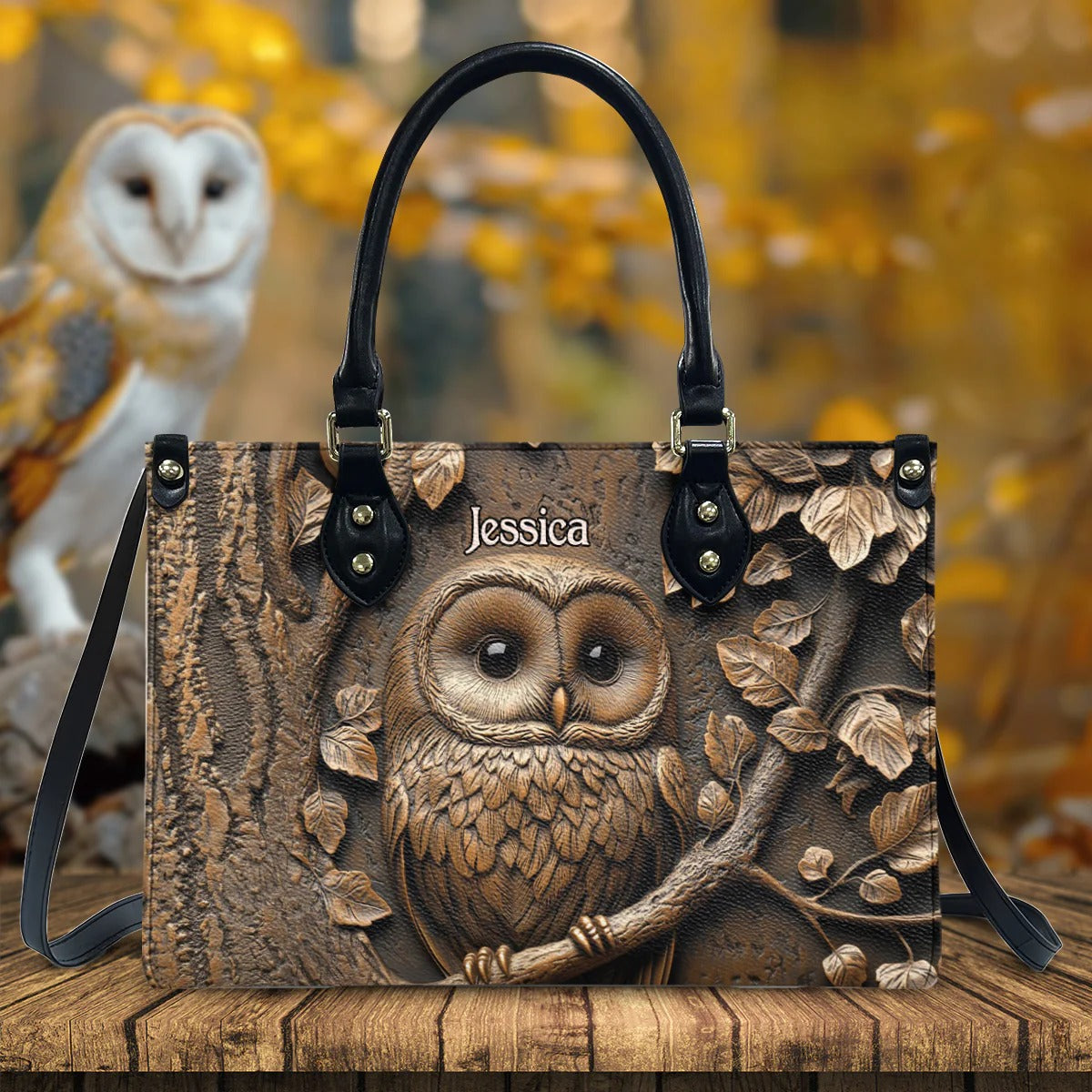Stunning Owl - Personalized Owl Leather Handbag - Boho Handbag - Leather Shoulder Bag