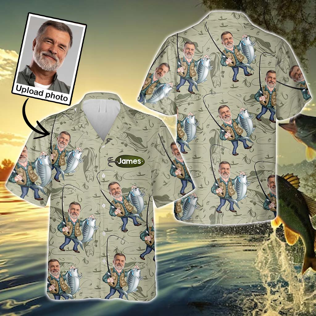 Custom Face Funny Fishing Shirt, SPF Shirt For Men, Fishing Shirts For Men, Funny Fisherman Gift
