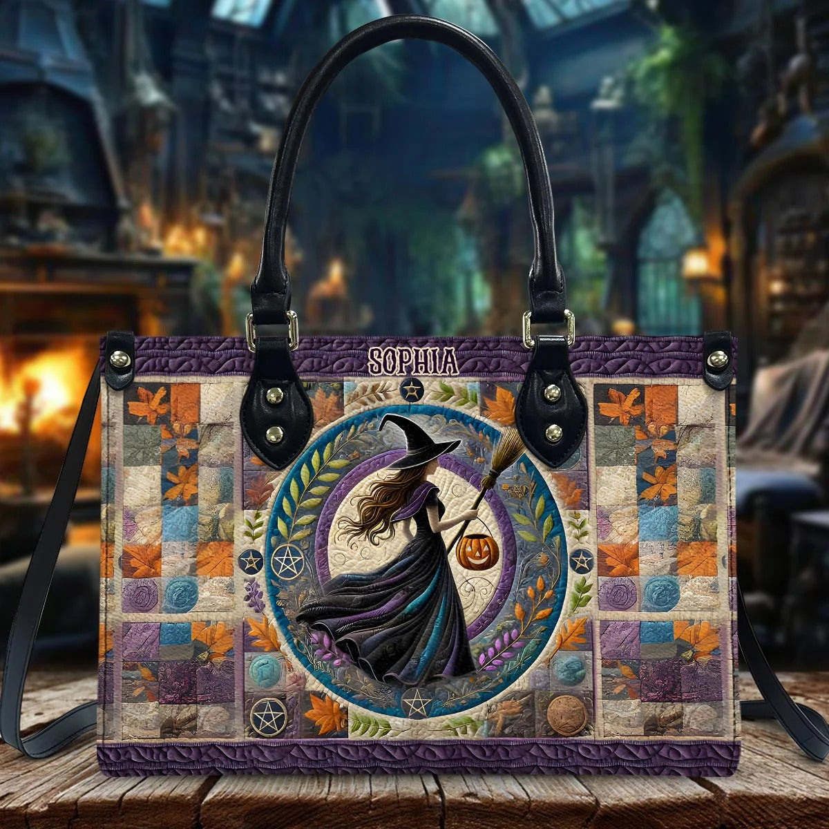 Beautiful Witch - Personalized Witch Leather Handbag - Boho Handbag - Leather Shoulder Bag