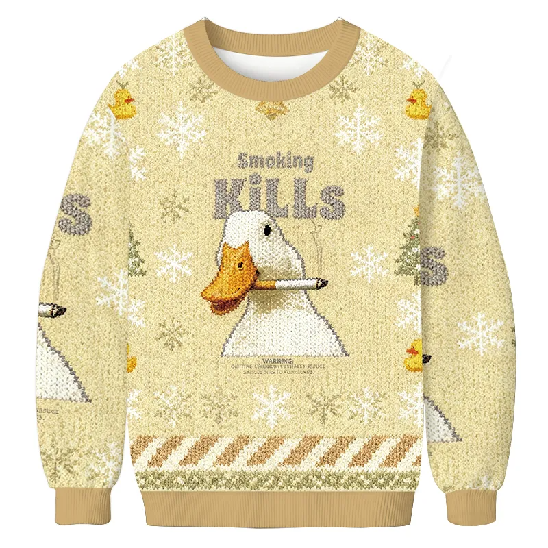 Goose Smoking Funny Meme Vintage Christmas Sweater, Ugly Xmas Sweater, Christmas Ugly Sweatshirt