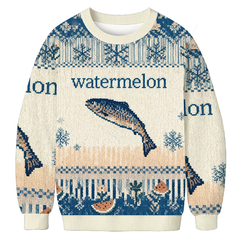 Watermelon Fish Funny Ugly Sweater, Ugly Xmas Sweater, Christmas Ugly Sweatshirt