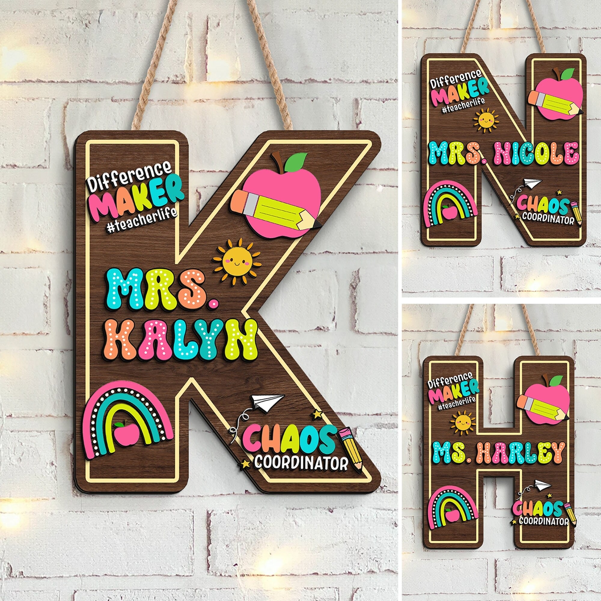 Teacher Sign, Teacher Door Hanger, Teacher Name Sign, Wooden Welcome Sign, Back To School, Classroom Decor