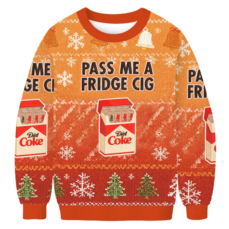 Pass Me A Fridge Cig Diet Coke Ugly Sweater, Funny Christmas Ugly Sweatshirt, Xmas Ugly Sweater