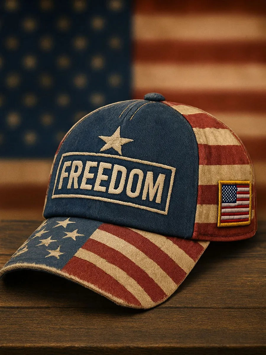 Freedom American Flag Print Patriotic Hat, United States Of America 1776-2026 250th Anniversary Classic Cap