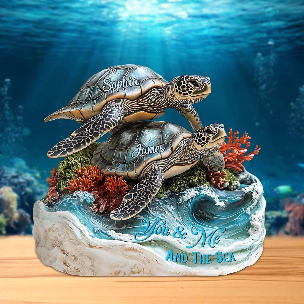 You And Me And The Sea Turtle Acrylic Plaque, Personalized Valentines Gift, Couple Anniversary Gift