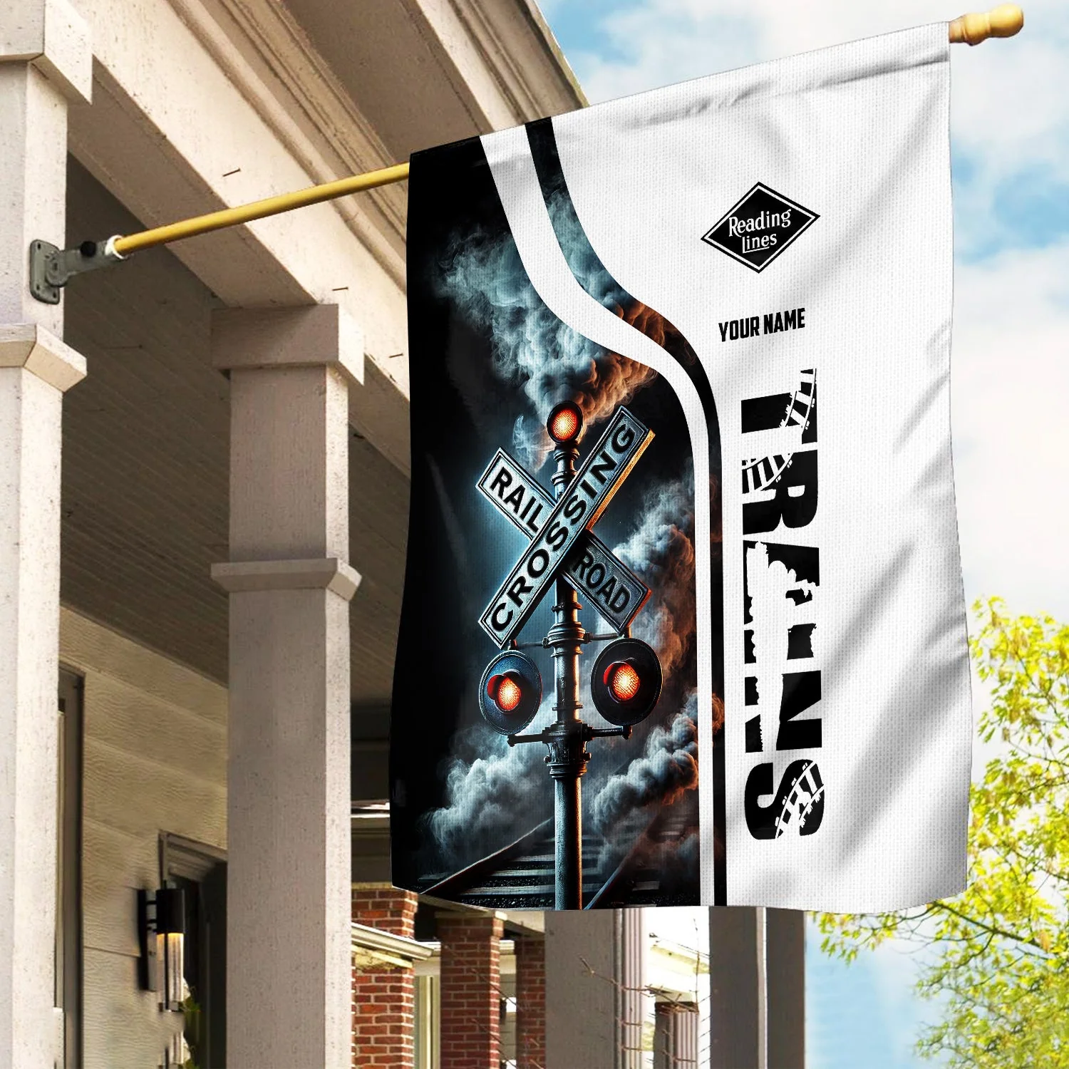 Personalized Reading Railroad Crossing Sign Garden Flag Outdoor House Decor Yard Decoration