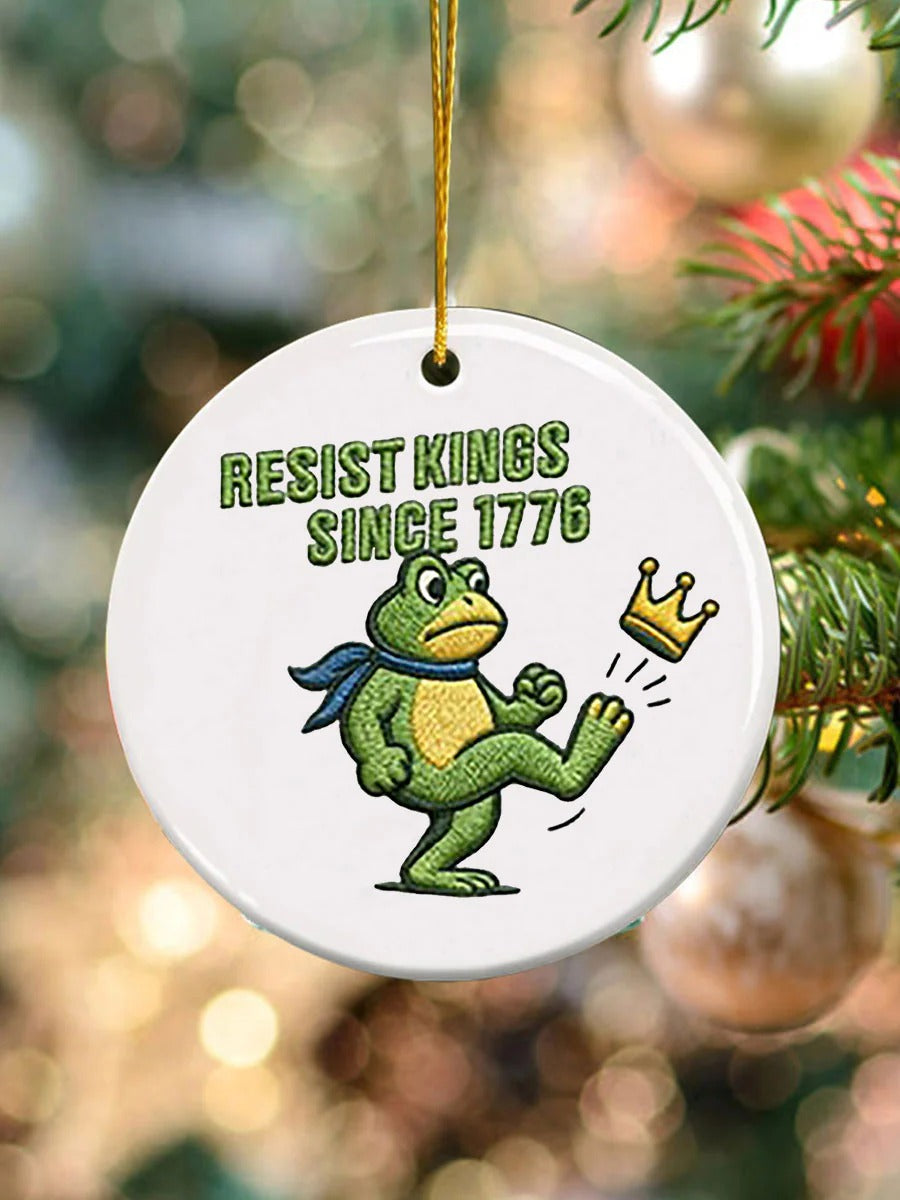 Resist Frog Portland Frog Dont Obey Ornament, Decorative Ornament, Ceramic Ornament, Holiday Gifts