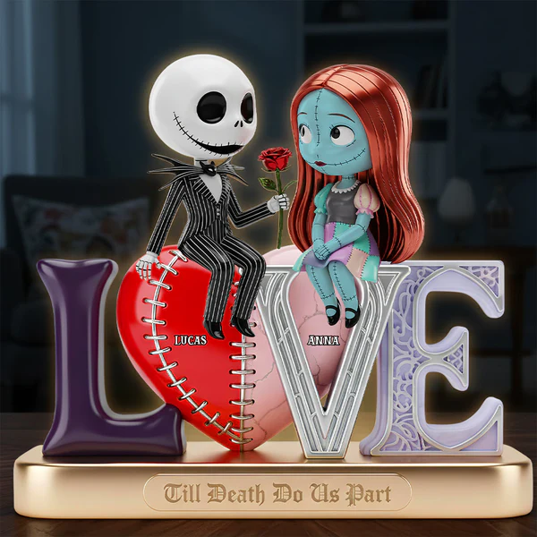 Till Death Do Us Apart Gothic Couple Custom Light Box, Personalized Valentines Gift, Couple Anniversary Gift