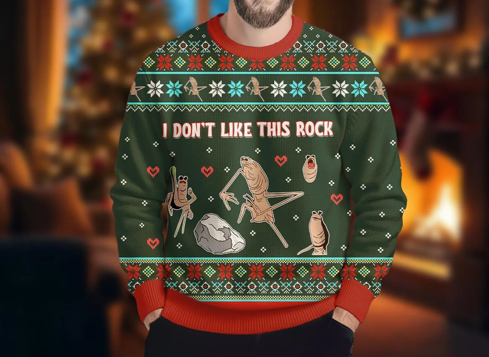 Marcus The Worm I Don’t Like This Rock Ugly Sweater, Funny Ugly Christmas Sweater, Christmas Ugly Sweatshirt