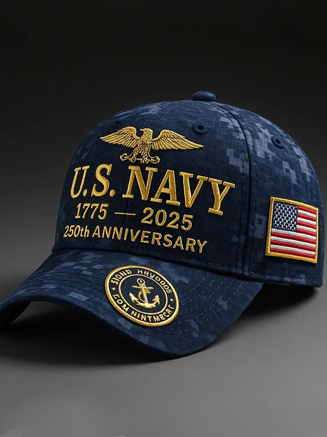 U.S. Navy 250th Anniversary Printed Baseball Cap, USA 1776-2026 Classic Cap Mens Dad Hat