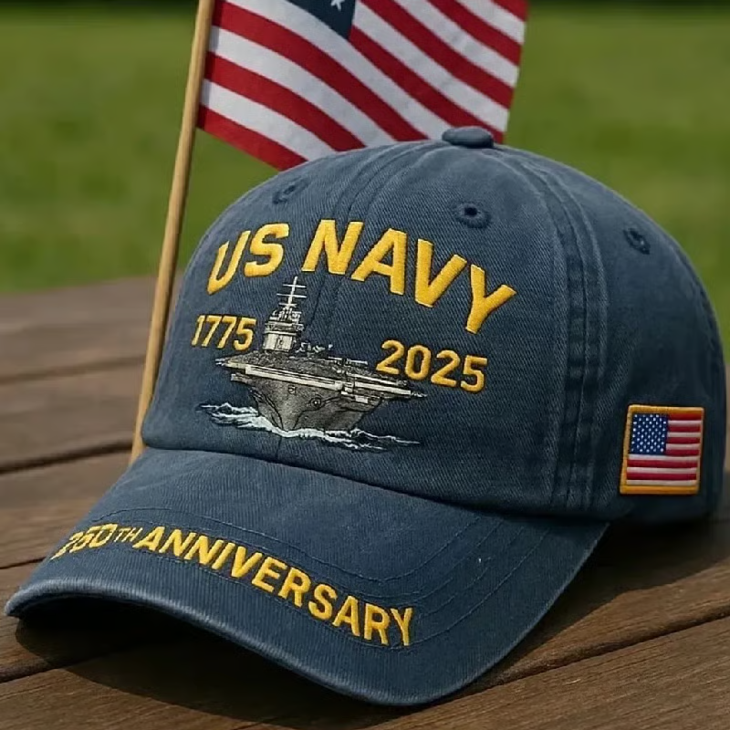 Men's Vintage Navy 250th Anniversary Printed Baseball Cap, USA 1776-2026 Classic Cap