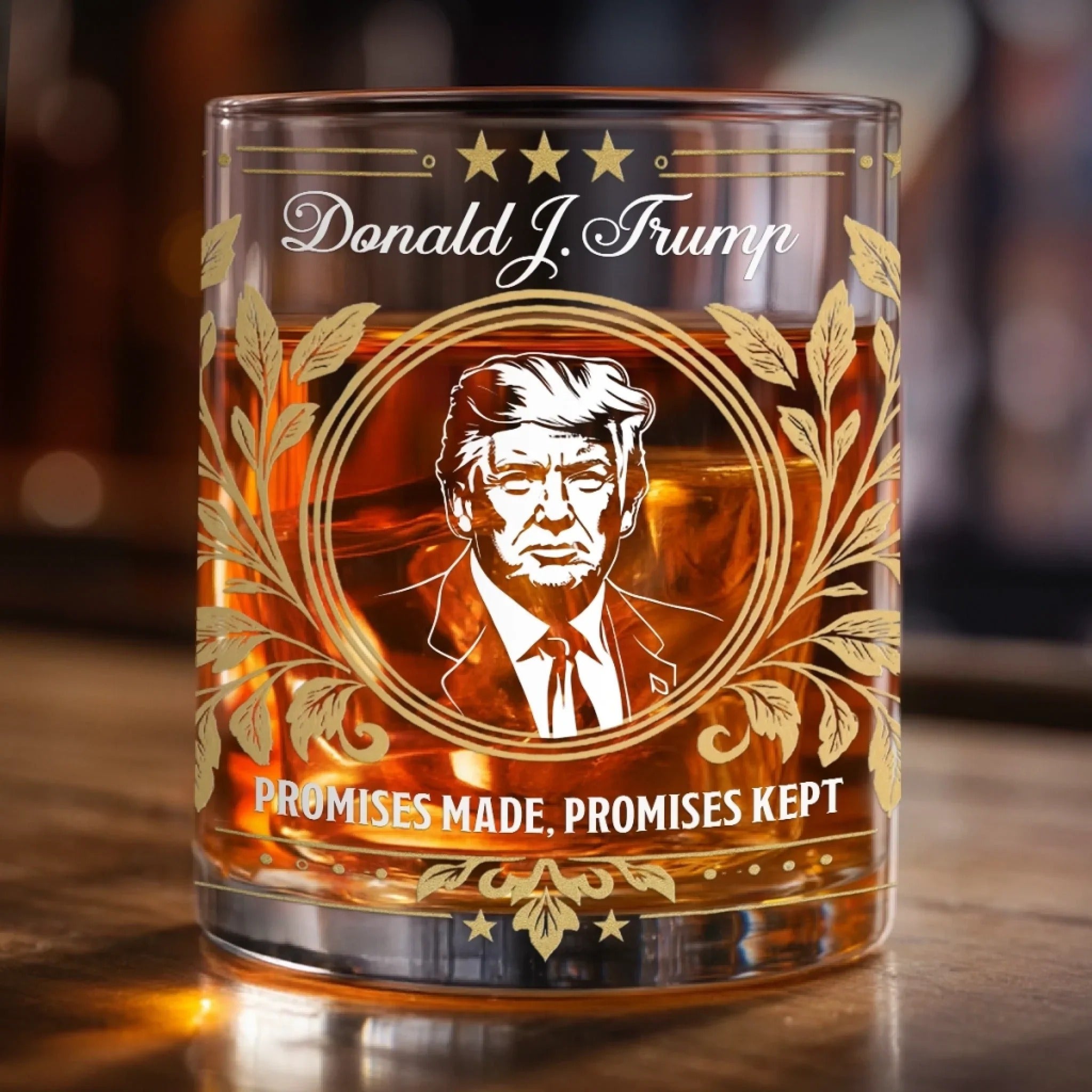 Promises Made Promises Kept - President Trump 11oz Whiskey Glass - Luxury Whiskey Glass