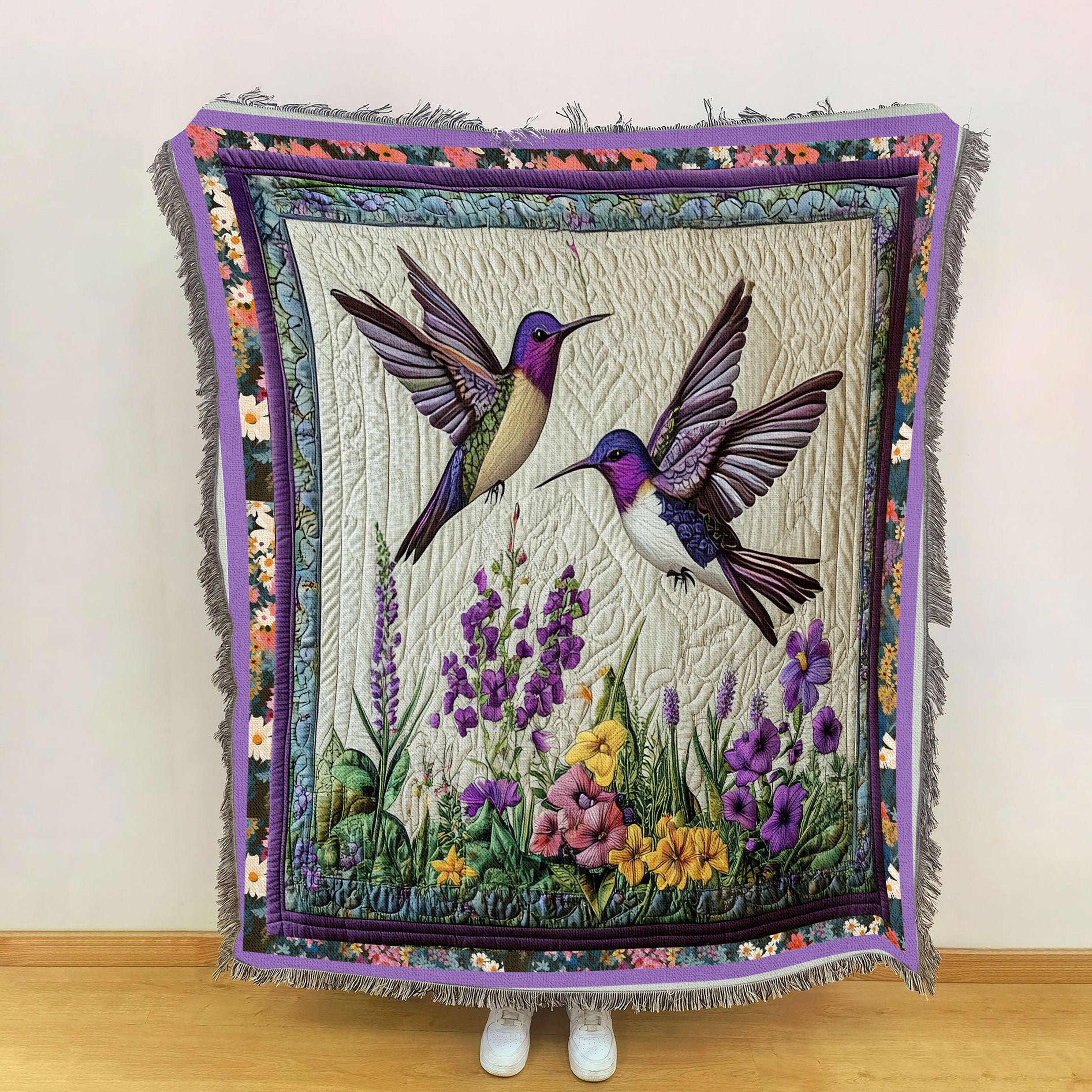 Hummingbird Garden Woven Blanket, Mom Blanket, Mother's Day Gifts
