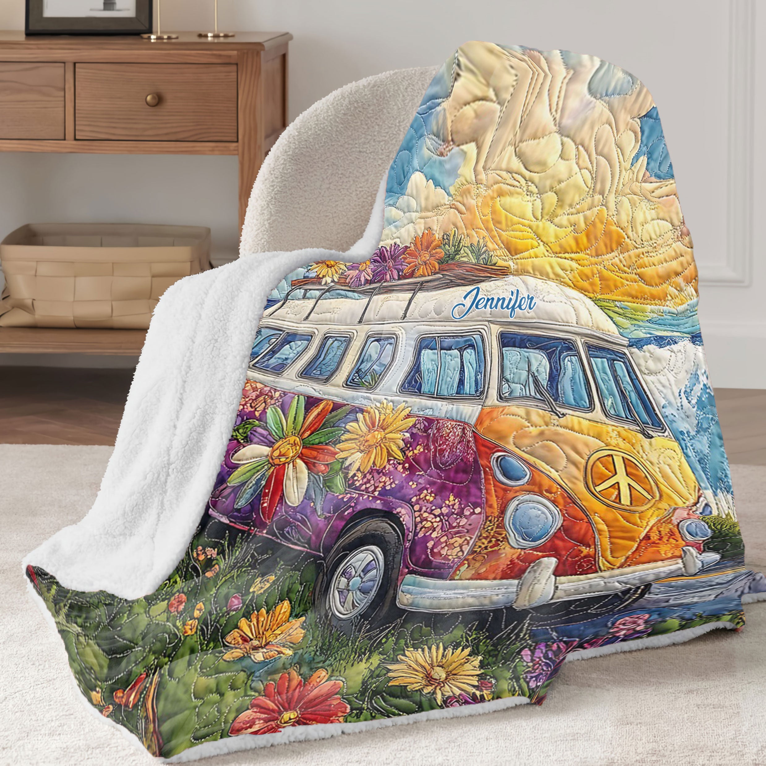 Hippie Soul Custom Sherpa Blanket, Hippie Blanket, Bedroom Decor