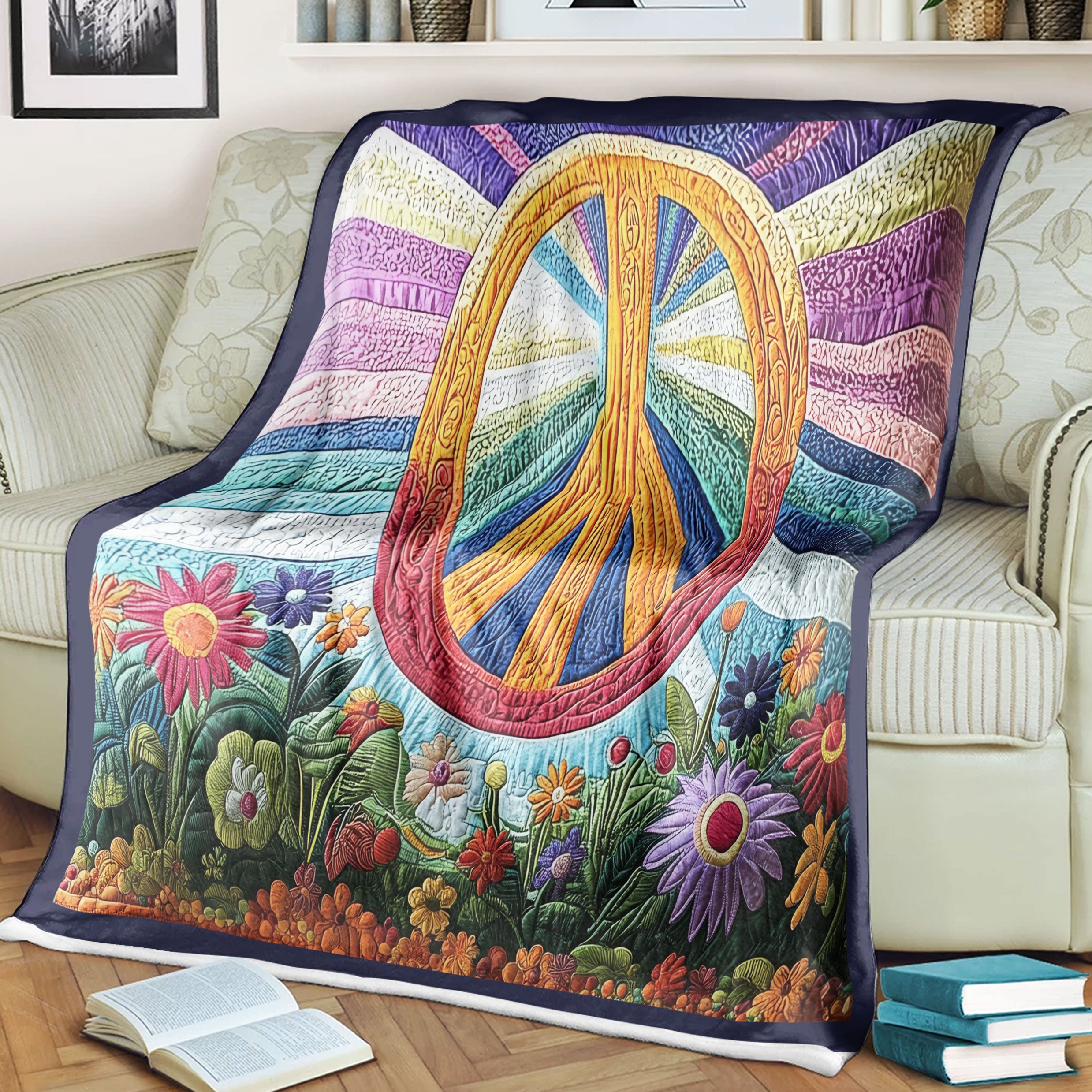 Tie Dye Dreams Fleece Blanket, Floral Throw Blanket, Bedroom Decor