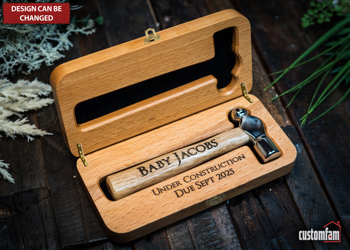 Personalized Mini Engraved Hammer in Wooden Gift Box, Framing Hammer, Pregnancy Announcement Gift