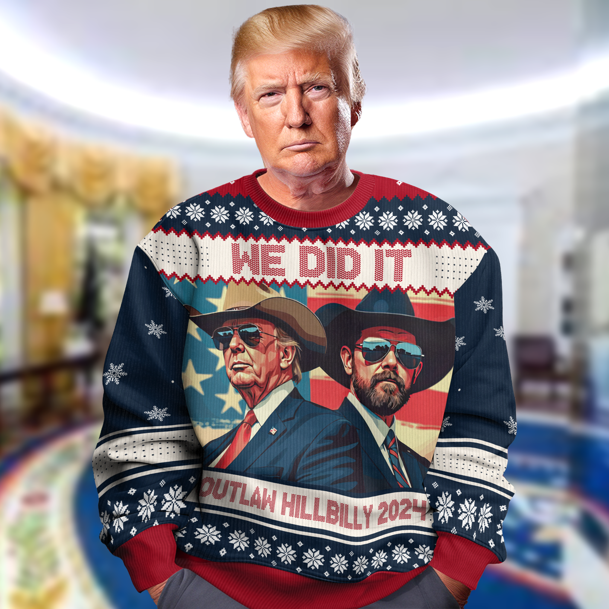 We Did It, Trump2024 Ugly Sweater, Funny Political Shirt, Christmas Gift