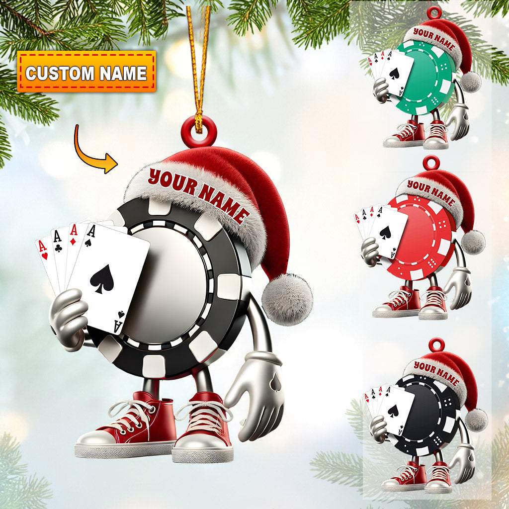 Poker Chip, Personalized Poker Chip Acrylic Ornaments, Christmas Gift For Poker Lover