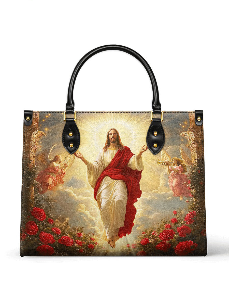 Glorious Ascension Christ Rising in Majesty Leather Handbag, Leather Purse, Mothers Day Gift